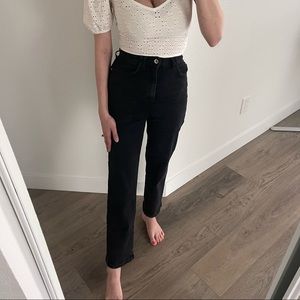 Zara Black Wide Leg Bottoms Jeans